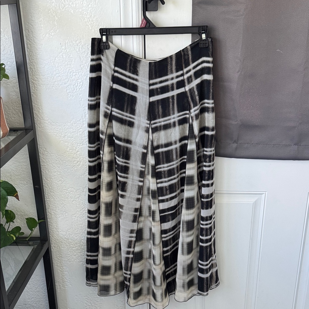 Zara Monochrome Checkered Midi Skirt